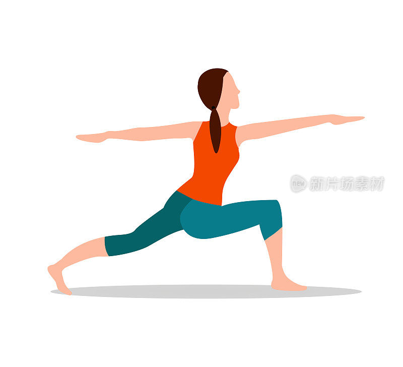 Crescent Lunge Twist Yoga Pose Vector Illustration